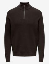 ONLY & SONS - Onsphil Reg 12 Struc Half Zip Knit Noos - Megztinis su užtrauktuku - Ruda