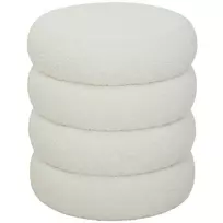 Apvalus pufas, teddy fliso audinys, iki 120 kg, Ø40 × 45 cm, baltas