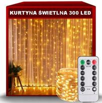 LED šviesos užuolaida 3 × 3 m, 300 lempučių, šventinė girlianda langui