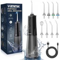 Belaidis burnos irigatorius „VIMMK“, 300 ml, IPX7, 5 režimai, 8 antgaliai, juodas