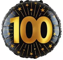 Globos Europe Bv Juodas folijos balionas „100 metų“, 46 cm