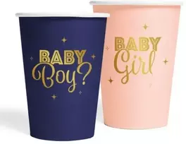 Globos Europe Bv Kūdikio lyties atskleidimo vakarėlis – „Boy or Girl“ popieriniai puodeliai, 8 vnt.