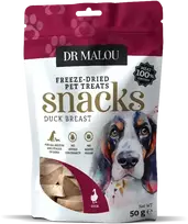 Šunų skanėstai – DR Malou, šunų skanėstai, mėsos kubeliai, 100 % liofilizuota antienos krūtinėlė, 50 g