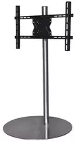 Laikiklis Sinox StandView TV grindų stovas su mediniu pasukamu viršumi. 55"-85". Aliuminio apdaila