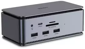 Lindy DST-Pro USB4, USB-C nešiojamojo kompiuterio doko stotis, doko stotis, USB4, 100 W, 3,5 mm, 1000Mbit/s, Antracito spalvos