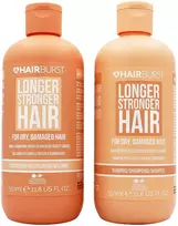 Hairburst Ilgesnių, stipresnių plaukų sausinimo ir pažeistų plaukų rinkinys (Šampūnas 350 ml + Kondicionierius 350 ml) (Pažeista pakuotė)