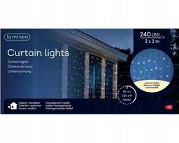 LED užuolaida lauko sąlygoms, 2x2 m, 240 lempučių, skaidri, šilta balta