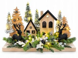 Kalėdinė dekoracija „Christmas Town“ su LED nameliais ir eglutėmis