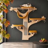 Katės sieninis draskyklė TREE MAPLE su guoliu, 50 × 35 cm, įvairios spalvos