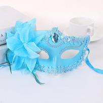 Helovino princesės pusės veido kaukė, maskarado baliui, lelijos žiedo kaukė, vakarėliui, princesės seksuali suknelė, kaukė mėlyna