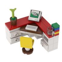 Learn Desk Study Room Compatible Major Toys Building Block Classic Collections Assembled Brick Handmade Design brown