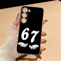 67 Six Seven Phone Case For Samsung S25,S24,S21,S22,S23,S30,Ultra,S20,Plus,Fe,Lite Transparent Cover Samsung S205G beige