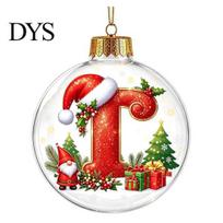 Christmas Gift Ideas for Family 26?Letter Acrylic Ball Ornament, 3D Crystal Style Alphabet Tree Ornaments Set Hanging Pendant, Xmas Home Party I red