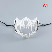 Kaukolės Kaukė Vakarėliui Ilgais Dantimis Demono Skeleto Pusės Veido Kaukė Vilko Drakono Tigro Houjuu Nue Kaukė Cosplay Helovino Kostiumo Rekvizitai white