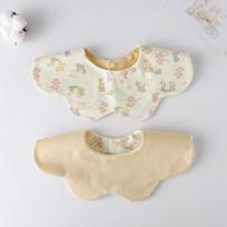 Korean Style 360° Petal Baby Bib: Pure Cotton, Double-Sided, Solid Color beige