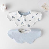 Korean Style 360° Petal Baby Bib: Pure Cotton, Double-Sided, Solid Color white