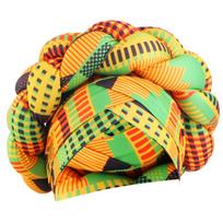African Braided Headwrap High Skull Turban Cap Flower Printed Hijab Head Scarf for Music Festival Theme Event Oversized H black