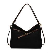 Trendy Large Capacity Suede Tote Bag Vintage Pure Color Retro Crossbody Backpack Handbag Elegant Underarm Bag Shopping black