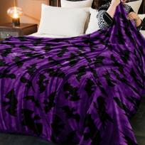 Violetinė-Juoda Šikšnosparnių Rašto Antklodė - Jauki, Universali Sofai, Lovai, Biurui, Stovyklavimui, Kelionėms, Visų Sezonų Dovana Size: 150*200cm, Weight: 230 GSM