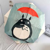 Totoro Art pattern, automatic folding umbrella, portable and foldable design, 8 ribs, a Christmas or birthday gift. nan