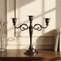 Candlestick Holder with Three Cups Metal 3Arm Candelabra EuropeanStyle Triple juoda