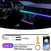 Hyundai Tucson Automobilio dekoratyvinė šviesos juosta, spalvinga akrilinė priekinio stiklo garso izoliacijos juosta, aplinkos apšvietimas in2 usb plug black