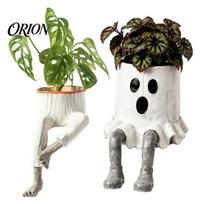 Fun Home Office Accessories 2Pcs Whimsical Hanging Leg Resin Planter, Dangling Sitting Flower Pot for Creative Birthday Gift Gardeners Succulents, A black