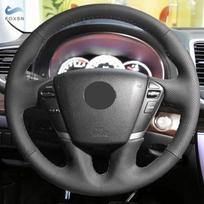 Car Steering Wheel Cover For Nissan Teana Murano Z51 Elgrand Quest 2013 Black Perforated Microfiber Leather w/ Needles & Threads gray