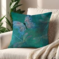 Watercolor Dragonfly And Floral cushion cover For Pillow Printing Sofa Decoration Home Room Coffee Shop Office Nordic Simplicity 45cmx45cm(18x18Inch) blue