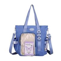 Mori Pain Bag Versatile Tote Bag Wind Transparent Shoulder Bag Women's Large Capacity Campus Student Versatile Messenger Bag one size fits all gray
