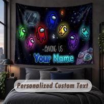 Custom Name Text Tapestry,Among Us Decorative Wall Hanging, Background Tapestry For Home Bedroom 100cmx150cm