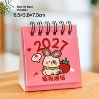 Mini 2027 Desk Calendar Double Coil Cartoon Monthly Schedule Planner Desktop Ornaments For Home Office