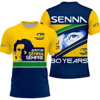 Ayrton Senna Nr.12 lenktyninio automobilio 3D spausdintas vasaros sportinis laisvalaikio kvėpuojantis vyriškas ir moteriškas trumpomis rankovėmis marškinėlis S yellow