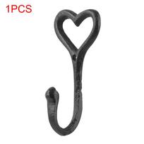 1/5PCS Black Wall Mounted Vintage Coat Hooks Key Holder Heart Shape Cast Iron 1PC