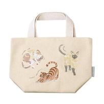 Kei Embroidered Mini Tote Bag, Cat-Covered, 275 x 105 x 185 (290) Hmm, IT003-16 white