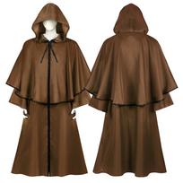 Halloween cape medieval robe cape wizard guide grim reaper long sleeve coat S black