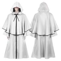 Halloween cape medieval robe cape wizard guide grim reaper long sleeve coat L white