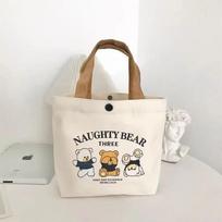Versatile Canvas Tote Bag for Work, Lunch, and Students white