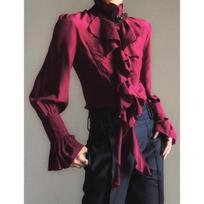 Vintažinis teismo stiliaus žalias marškinys su pūstomis rankovėmis, nišinis, su salotos krašteliu, prancūziškas vyriškas ir moteriškas marškinys be aksesuarų L pink