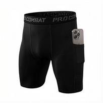 Men's Cool Dry Compression Shorts with Phone Pocket - Spandex Sports Running Gym Base Layer. Triple Extra Large juoda