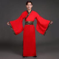 Išskirtinis senovės kinų tradicinis vyriškas Hanfu kostiumas su nepriekaištingomis siūlėmis #9 Red-Gold,2XL red
