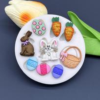 Easter Bunny Eggs Basket Carrot Silicone Sugarcraft Mold Chocolate Cupcake Baking Fondant Cake Decorating Tools white
