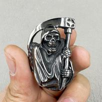 Retro Vintage Unique Grim Reaper Skull Ring for Men Gothic 316L Stainless Steel Death Cool Domineering  Wholesale 13 black