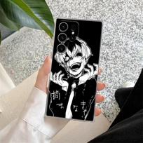 Tokyos Kens Ghouls Kanekis Anime Phone Case S25Ultra For Samsung Galaxy S25 S24 S23 S21 Ultra S20 FE S22 Plus A55 5G Clear Cover Galaxy S24 FE gray