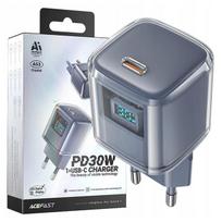 Acefast A53 Pd 30W Gan Charger Usb-C With Display - Grey