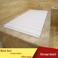 Dustproof Folding Bathtub Insulation & Storage Rack white