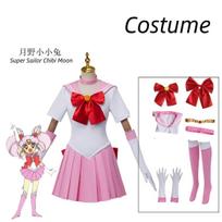 Anime Super Jūreivė Chibi Mėnulis Mažoji Dama Serenity Cosplay Kostiumas Suknelė Kaspinai pirštinės sagė lankelis Mažajai Dame Suaugusiems Plius S M white