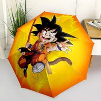 1 PC Automatic Folding Umbrella - Cute Cartoon Son Goku Pattern Portable Foldable Design With 8 Ribs Christmas Birthday Gifts multicolor