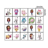 6-12pcs Gabby Dollhouse Figure Plaything Papa Ring Plaything Kit Baby Shower Party Animation Figure Small Present Animation Design Bracelet Necklace gray
