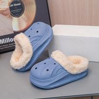2025 Winter Children's Fleece-lined Clog Slippers: Warm Indoor Cotton Shoes for Boys and Girls 38/39 (245mm) karališkos mėlynos spalvos